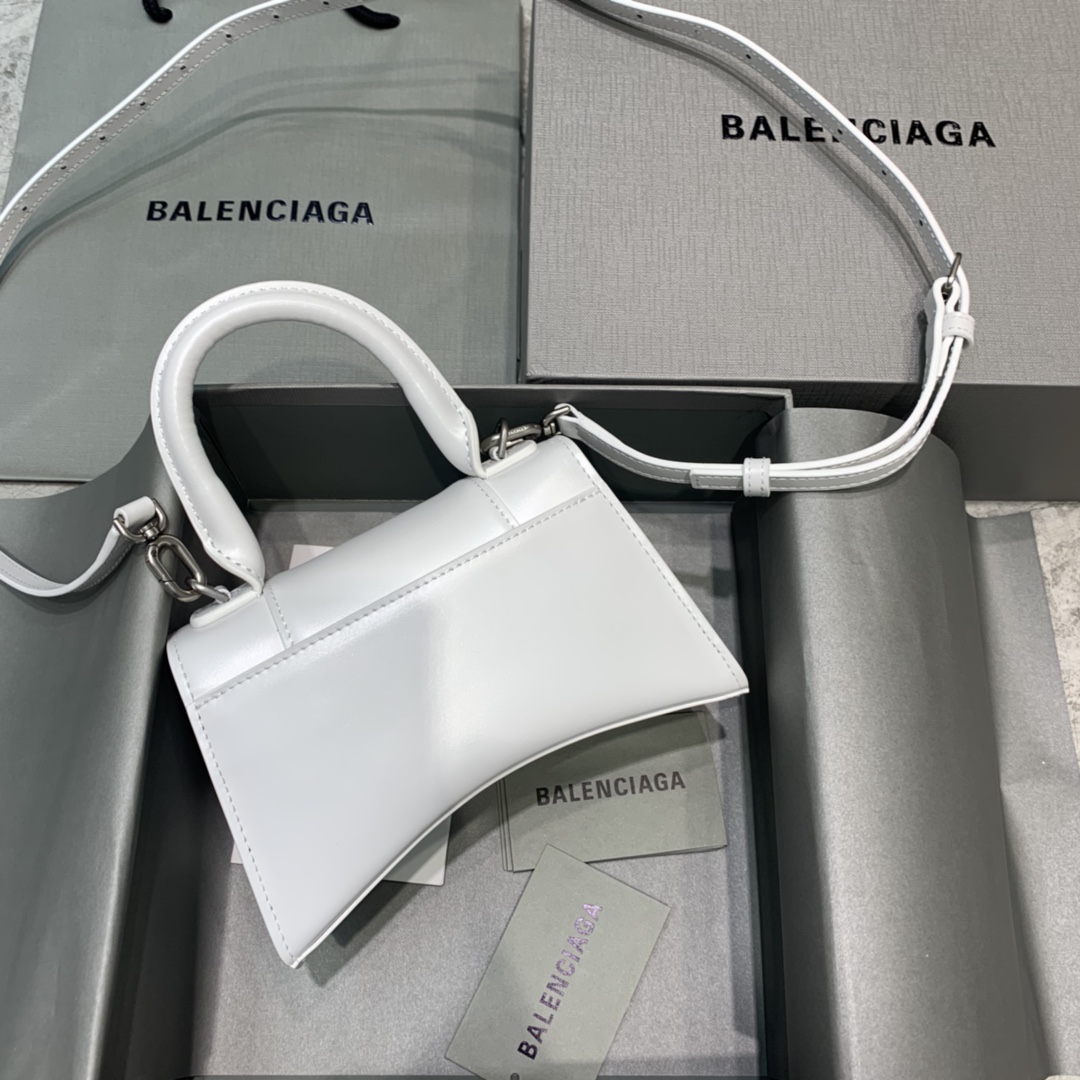 Balenciaga Hourglass XS Handbag Box Calfskin Shoulder Bag Beige